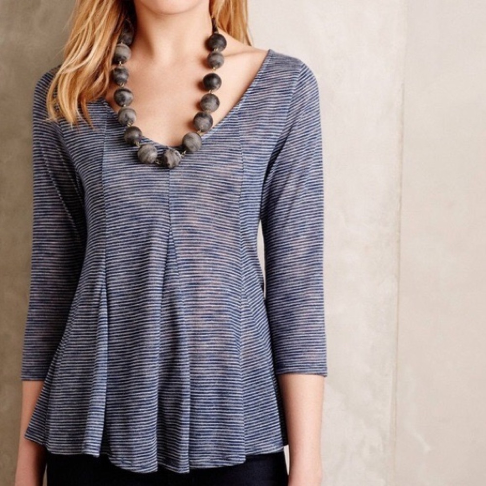 NWOT Anthropologie Puella Blue & White Striped Tee